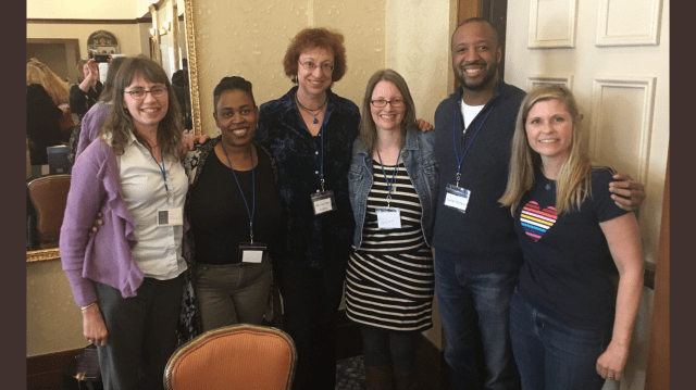 Photo of me, Paula Chase, Barbara Dee, Ann Braden, Varian Johnson, and Jo Knowles